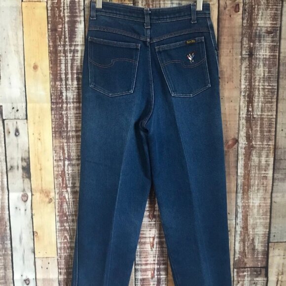 70's Taylor Togs Dark Denim Jeans With Embroidered Duck Size 27 x 27 - Picture 5 of 6